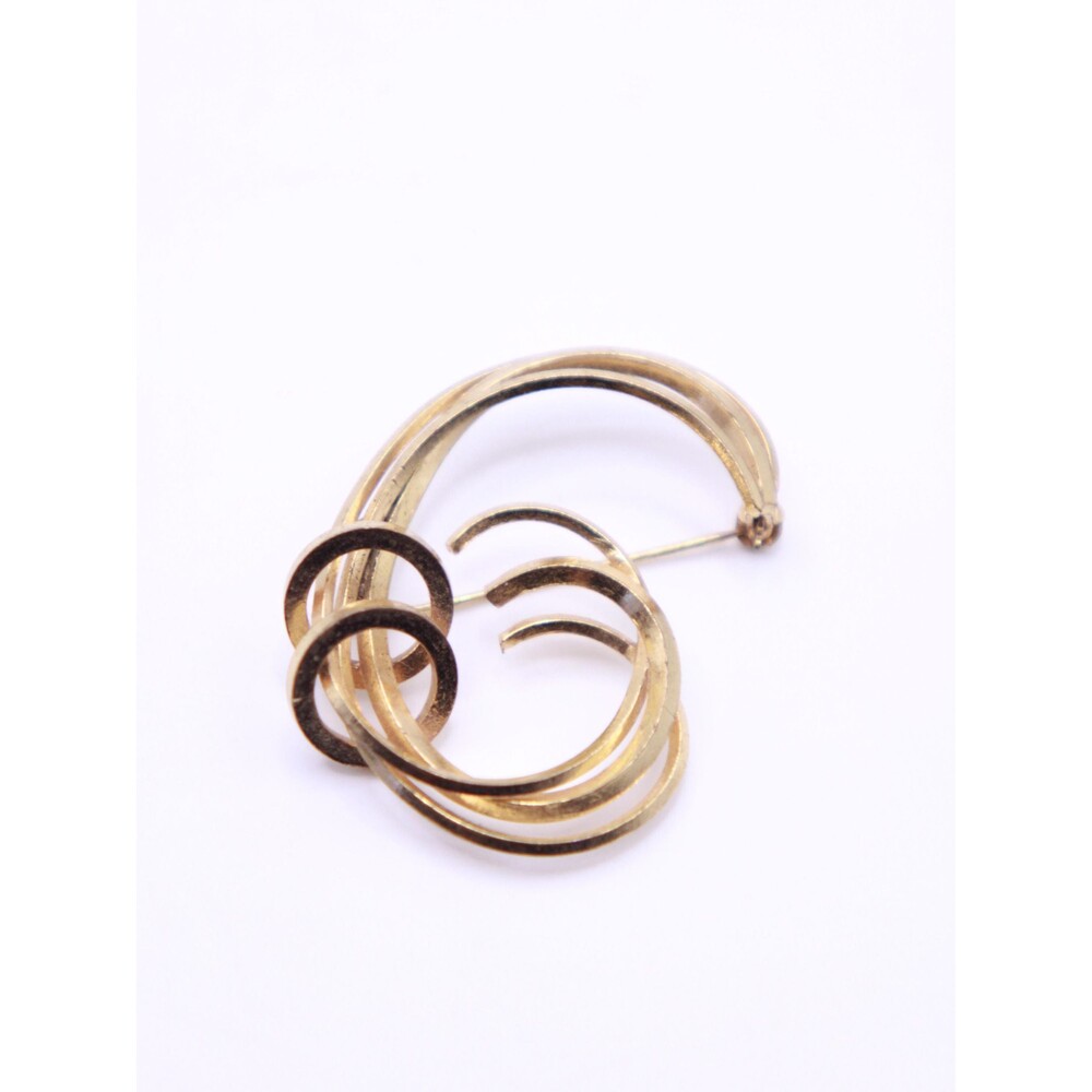 Vintage signed Made in Germany abstract spiral gold tone brooch